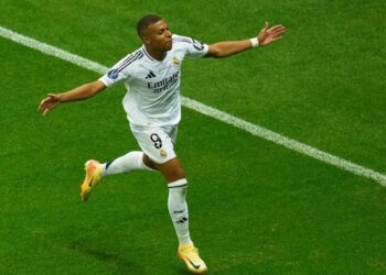 Kylian Mbappe merayakan gol bersama Real Madrid