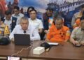 Basarnas bersama Menteri Perhubungan saat konferensi pers penanganan Virgo Transport 8