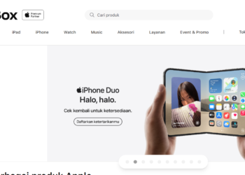 Halaman website iBox menampilkan iPhone Duo