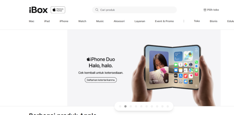Halaman website iBox menampilkan iPhone Duo