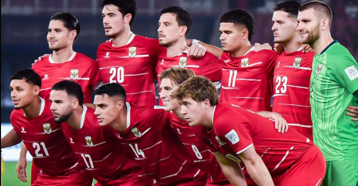 Skuad Timnas Indonesia sebelum pertandingan