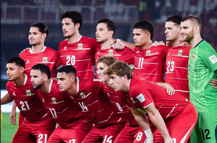 Skuad Timnas Indonesia sebelum pertandingan