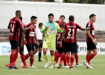 Pemain Persipura Jayapura sedang menjalani sesi latihan