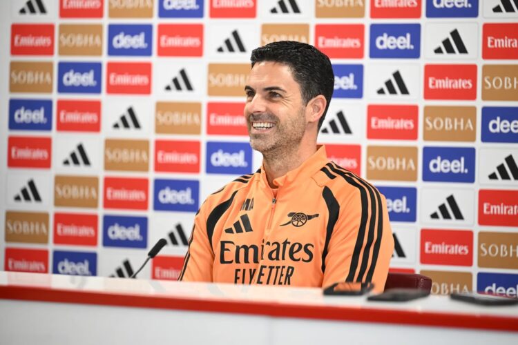 Mikel Arteta dalam konferensi pers Arsenal