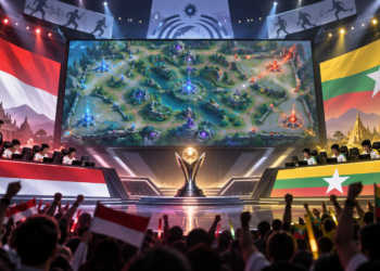 Ilustrasi final Mobile Legends Asian Games 2026 antara Indonesia dan Myanmar