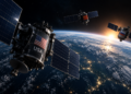 Ilustrasi satelit di orbit Bumi menggambarkan persaingan kemampuan militer Amerika Serikat, China dan Rusia