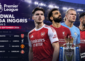 Ilustrasi jadwal Liga Inggris pekan kelima 19 dan 20 September 2026