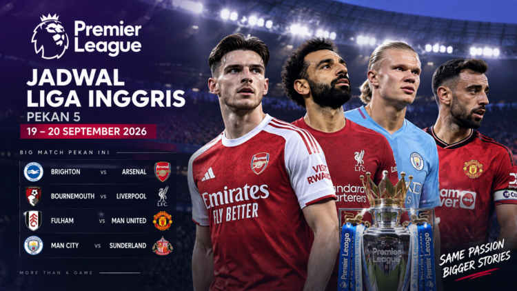Ilustrasi jadwal Liga Inggris pekan kelima 19 dan 20 September 2026