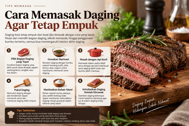 Ilustrasi cara memasak daging agar tetap empuk dan tidak alot