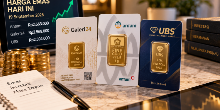Ilustrasi harga emas Antam UBS dan Galeri24 19 September 2026