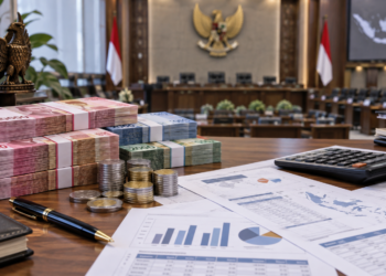 Ilustrasi keuangan negara dan pembahasan APBN 2027 di ruang parlemen