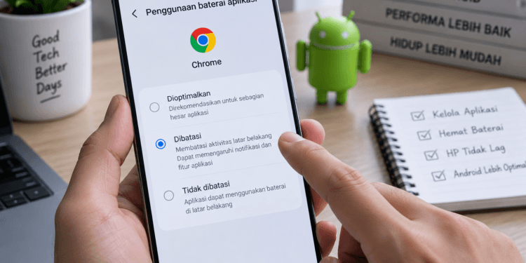 Ilustrasi cara membatasi aplikasi latar belakang di HP Android