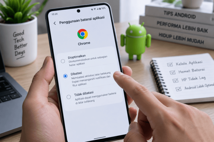 Ilustrasi cara membatasi aplikasi latar belakang di HP Android