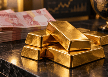 Ilustrasi emas batangan dan uang rupiah untuk harga emas hari ini 22 September 2026