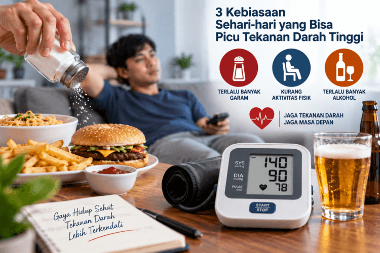 Ilustrasi kebiasaan yang meningkatkan risiko tekanan darah tinggi