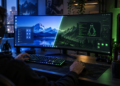 Ilustrasi PC gaming dengan pilihan sistem operasi Windows dan Linux