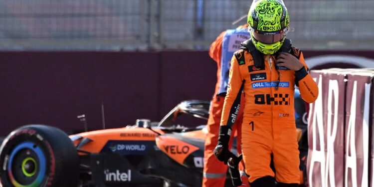 Lando Norris setelah gagal finis di GP Azerbaijan