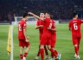 Pemain Timnas Indonesia merayakan kemenangan