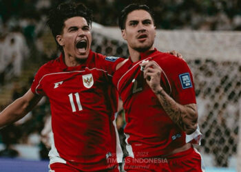 Pemain Timnas Indonesia merayakan gol