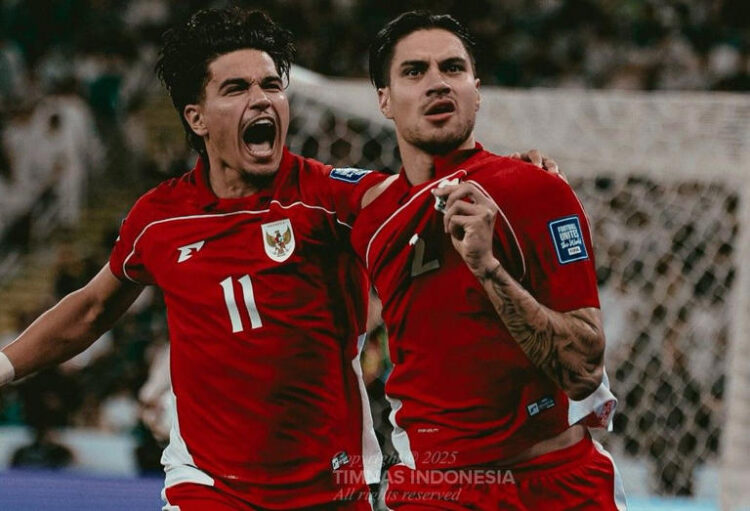 Pemain Timnas Indonesia merayakan gol