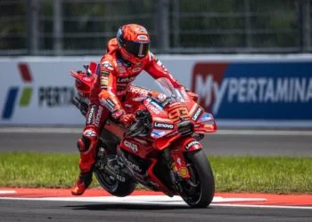 Marc Marquez saat balapan di Sirkuit Mandalika