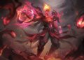 Karakter Valir dengan efek api merah dan oranye untuk ilustrasi build Valir 2026