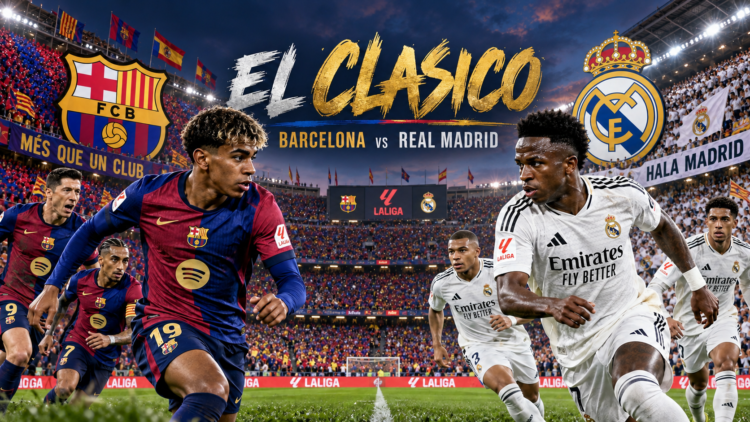 Ilustrasi AI pertandingan El Clasico antara Barcelona dan Real Madrid
