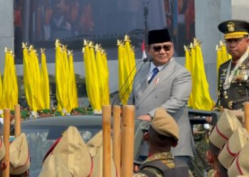 Presiden Prabowo Subianto saat menjadi inspektur upacara HUT ke-81 TNI