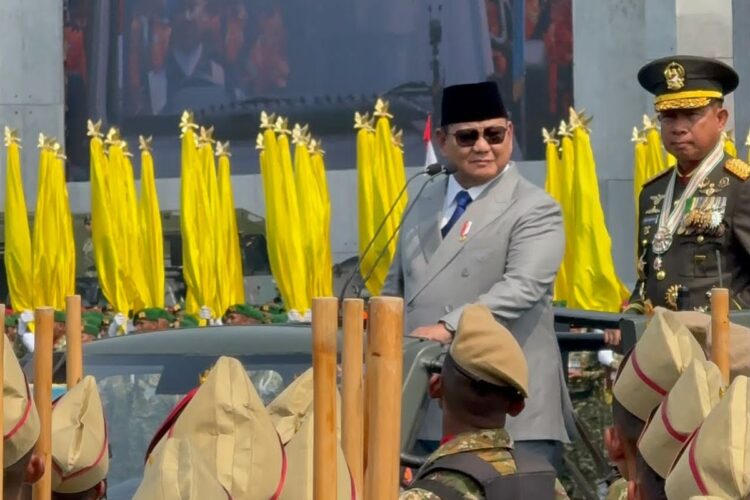 Presiden Prabowo Subianto saat menjadi inspektur upacara HUT ke-81 TNI