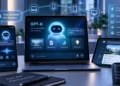 Ilustrasi GPT-6 di ChatGPT pada laptop, ponsel, dan tablet