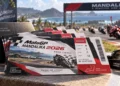 Ilustrasi AI beberapa tiket MotoGP Mandalika 2026 dengan desain merah hitam di depan latar Sirkuit Mandalika