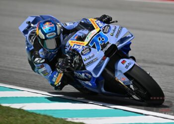 Alex Marquez mengendarai motor Ducati Gresini bernomor 73 di lintasan
