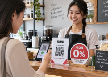 Ilustrasi transaksi QRIS di merchant dengan kebijakan MDR 0 persen