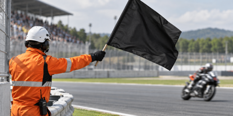 Ilustrasi bendera hitam di lintasan balap MotoGP
