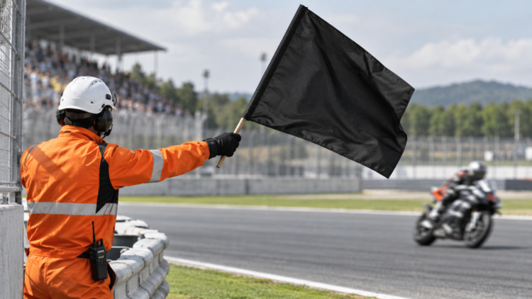 Ilustrasi bendera hitam di lintasan balap MotoGP
