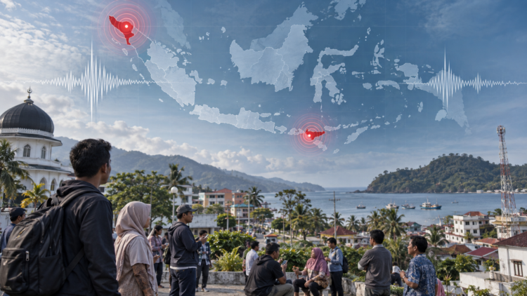 Ilustrasi gempa di wilayah Sumba dan Aceh pada 4 Oktober 2026