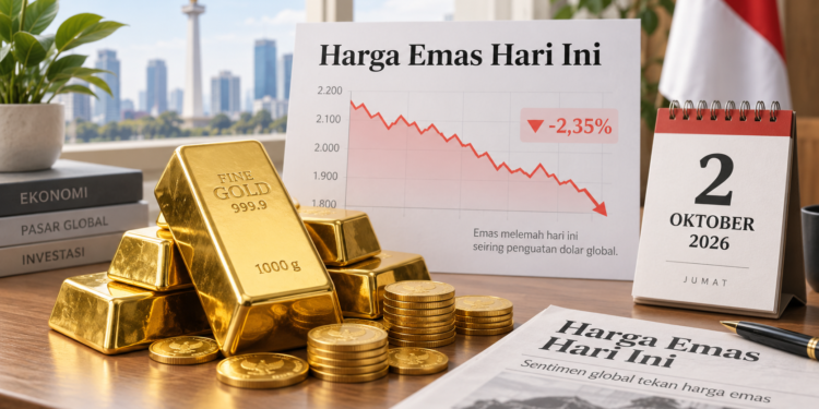 Ilustrasi harga emas batangan pada 2 Oktober 2026