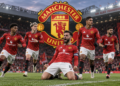 Ilustrasi skuad Manchester United di lapangan sepak bola