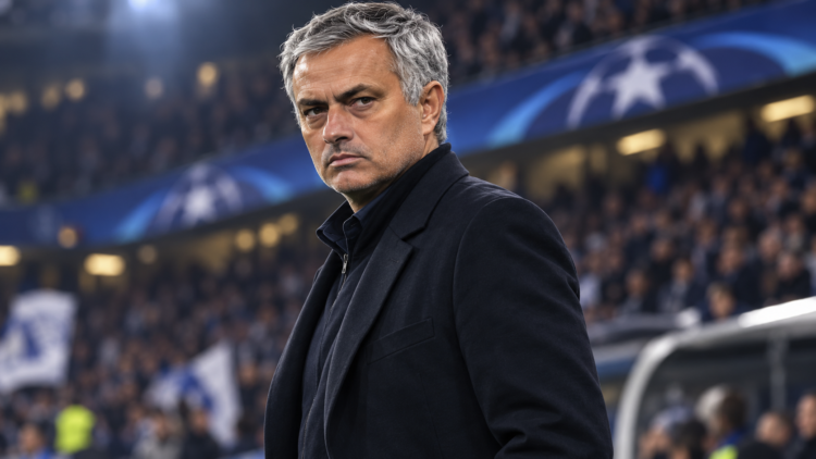 Ilustrasi Jose Mourinho di pinggir lapangan sepak bola