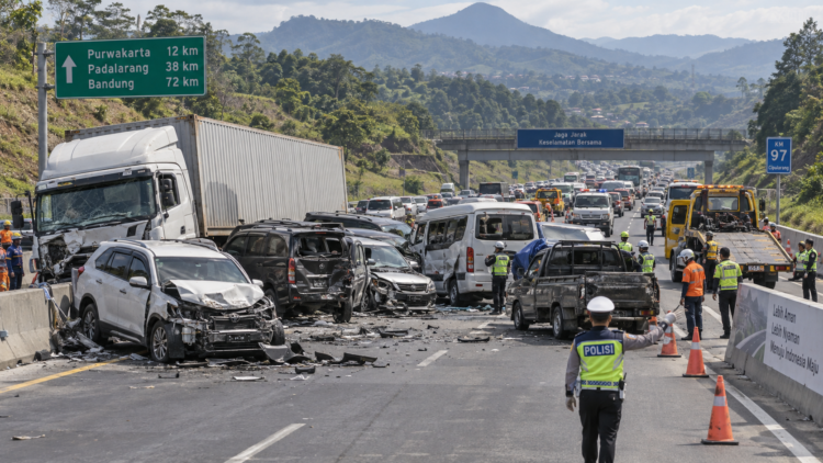 Ilustrasi kecelakaan beruntun sejumlah kendaraan di jalan tol