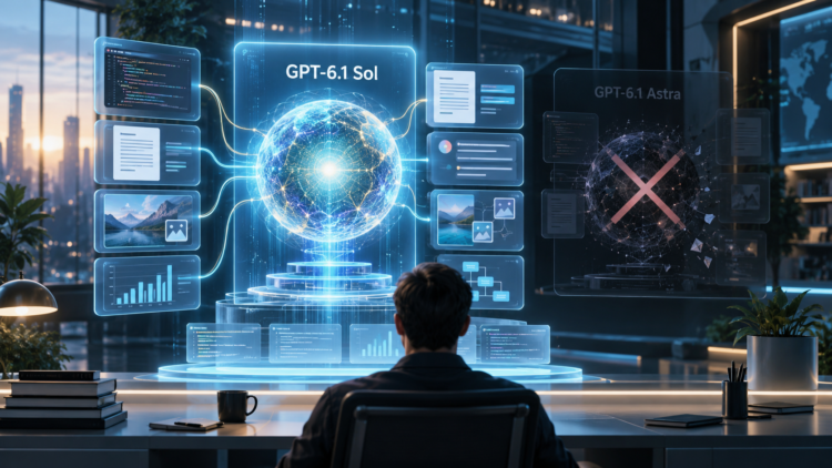 Ilustrasi GPT-6.1 Sol aktif dan GPT-6.1 Astra yang dibatalkan