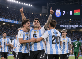 Ilustrasi Argentina merayakan kemenangan atas Burkina Faso