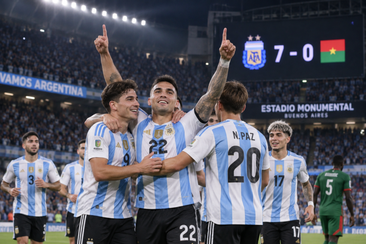 Ilustrasi Argentina merayakan kemenangan atas Burkina Faso