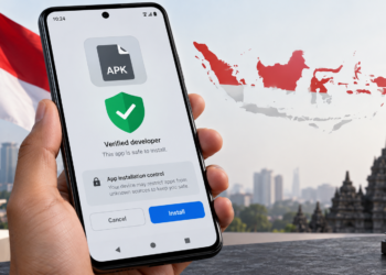 Ilustrasi instalasi APK Android dengan verifikasi developer di Indonesia