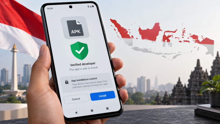 Ilustrasi instalasi APK Android dengan verifikasi developer di Indonesia