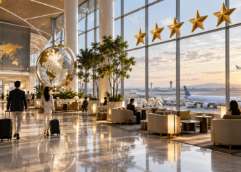 Ilustrasi terminal bandara internasional untuk daftar bandara bintang 5 Skytrax 2026