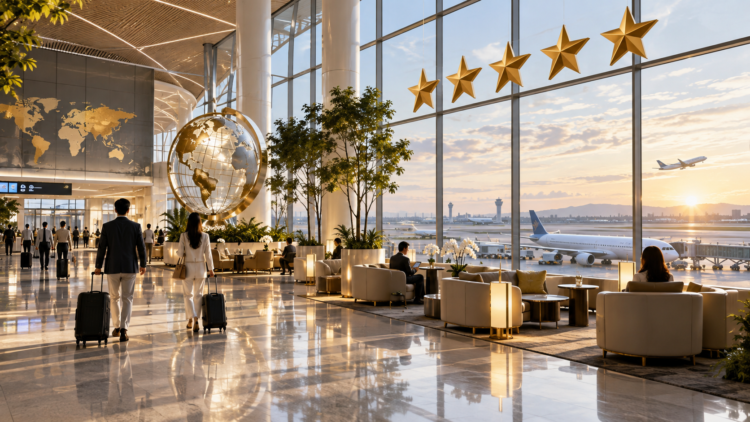 Ilustrasi terminal bandara internasional untuk daftar bandara bintang 5 Skytrax 2026