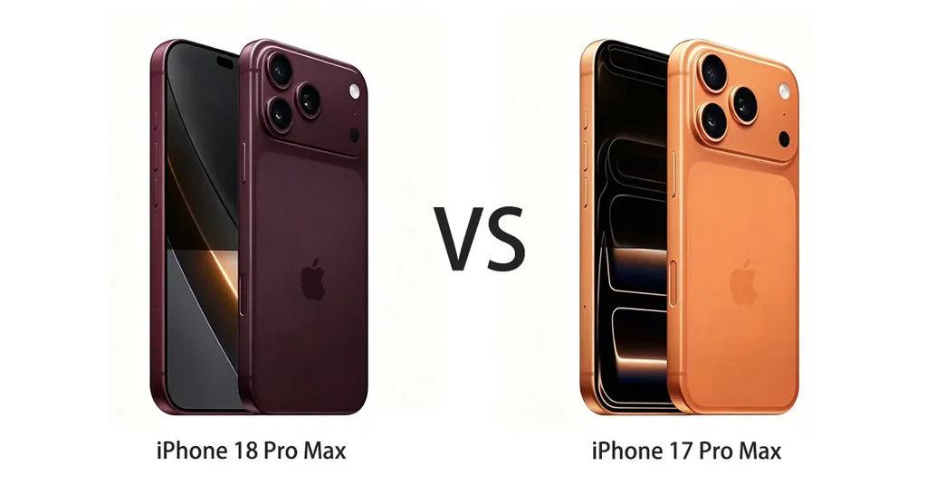 iPhone 17 Pro Max dan iPhone 18 Pro Max ditampilkan berdampingan