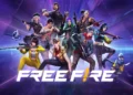 Poster game Free Fire berisi sejumlah karakter bersenjata dengan latar ungu dan logo Free Fire di bagian bawah