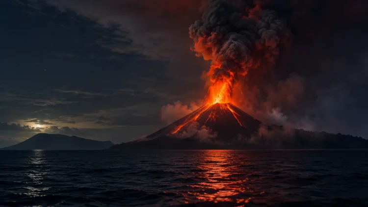Gunung Anak Krakatau di Selat Sunda erupsi saat status dinaikkan menjadi Level III Siaga pada 9 Oktober 2026.